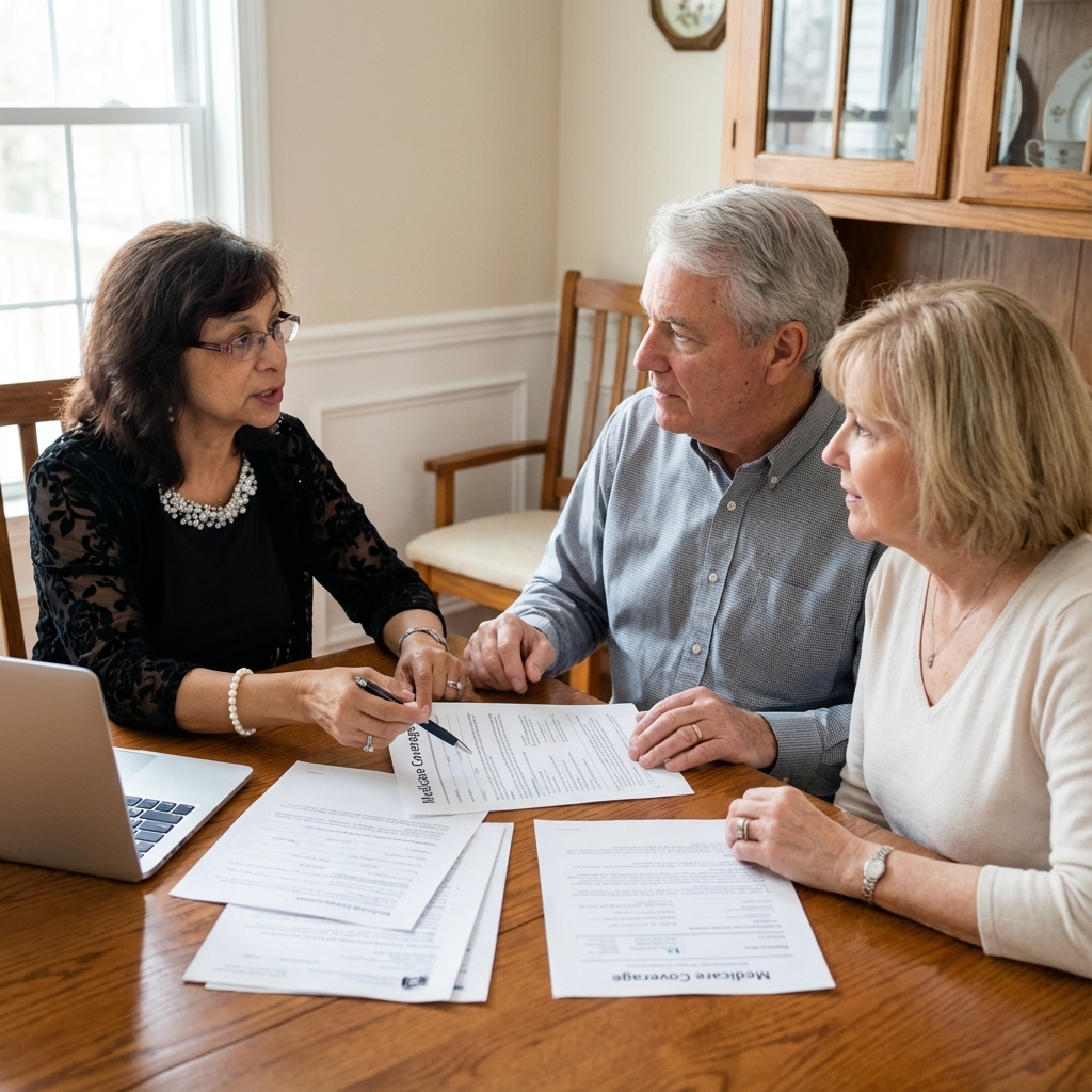 Lourdes Simons advising a couple on Medicare
